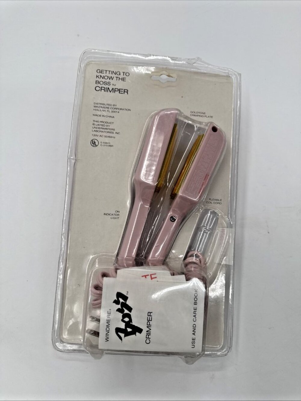 Vintage Windmere THE BOSS Hair Crimper Pink Styling Iron Retro CMC-1R/332 NEW - Picture 2 of 9